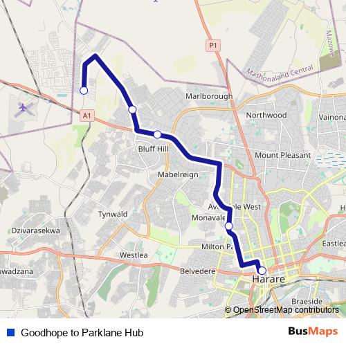 Goodhope to Parklane Hub bus Line Map