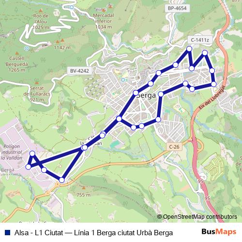 Alsa - L1 Ciutat bus Line Map