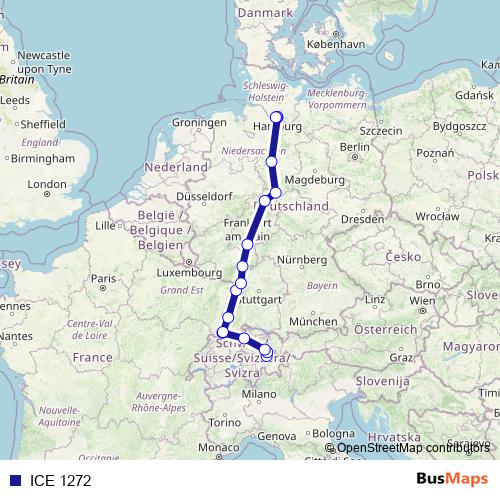 ICE 1272 rail Line Map