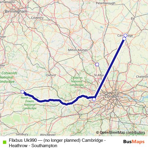 Flixbus Uk990 bus Line Map