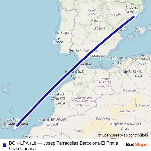 BCN-LPA (Ll) air Line Map