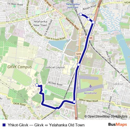 Yhkot-Gkvk bus Line Map