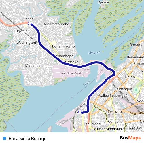 Bonaberi to Bonanjo bus Line Map