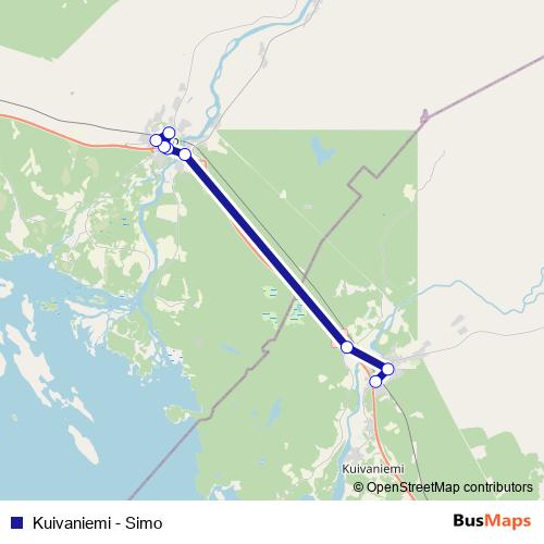 Kuivaniemi - Simo bus Line Map