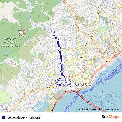 Guadalupe - Taboan bus Line Map