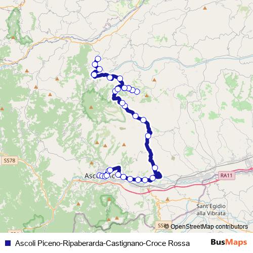 Ascoli Piceno-Ripaberarda-Castignano-Croce Rossa bus Line Map