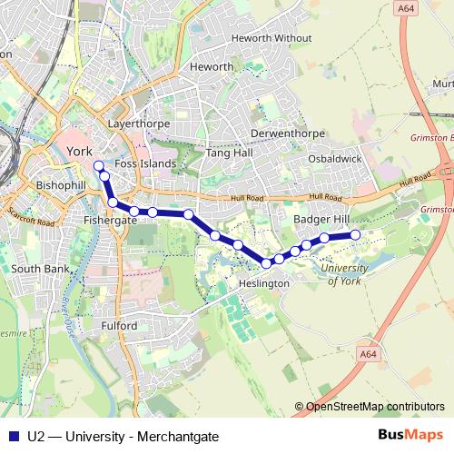 U2 bus Line Map