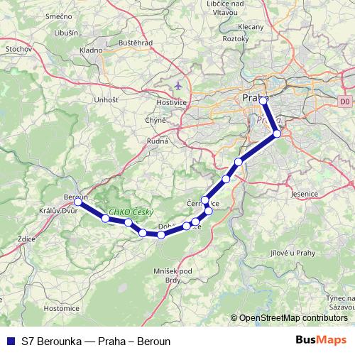 S7 Berounka rail Line Map