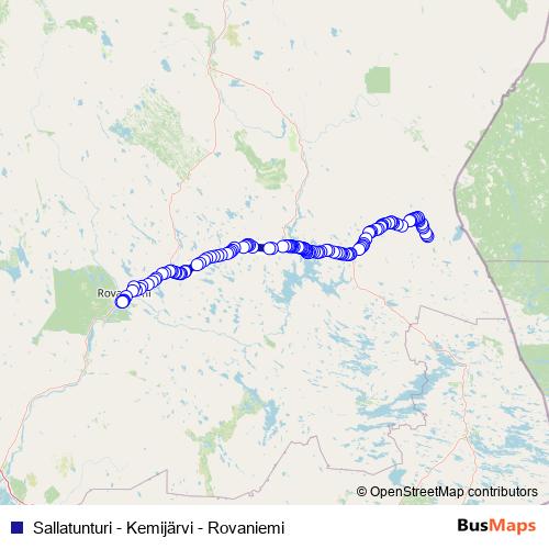 Sallatunturi - Kemijärvi - Rovaniemi bus Line Map