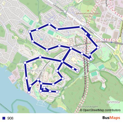 908 bus Line Map