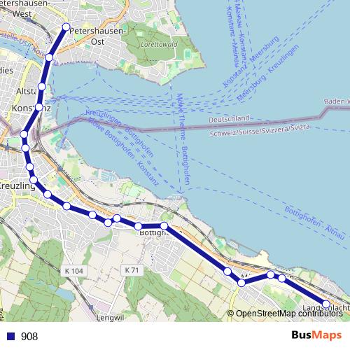 908 bus Line Map