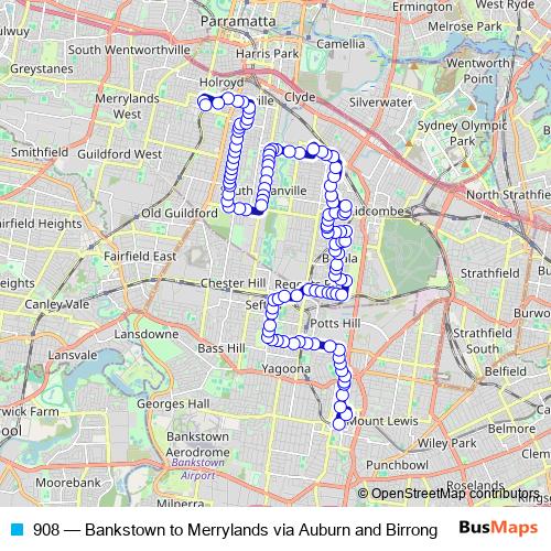 908 bus Line Map