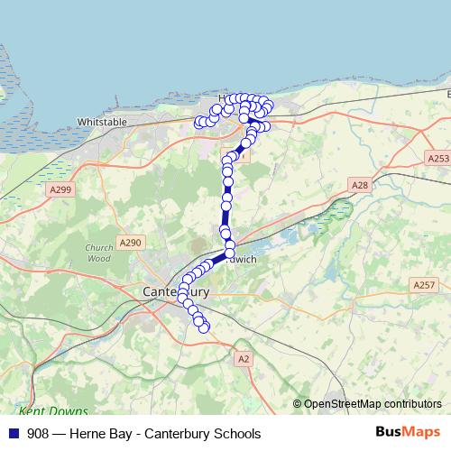908 bus Line Map