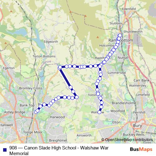 908 bus Line Map