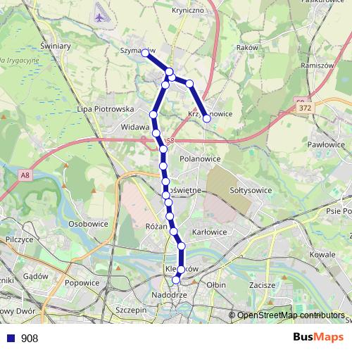 908 bus Line Map