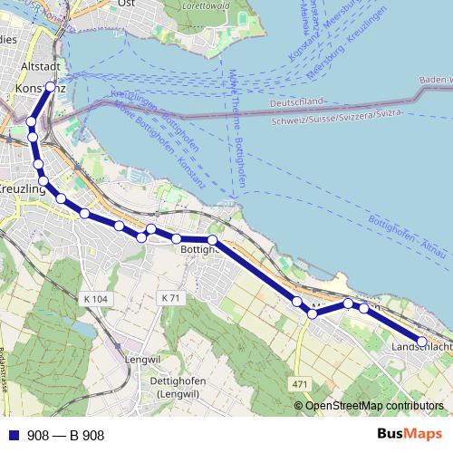 908 bus Line Map