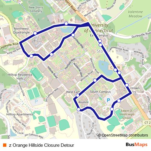 z Orange Hillside Closure Detour bus Line Map