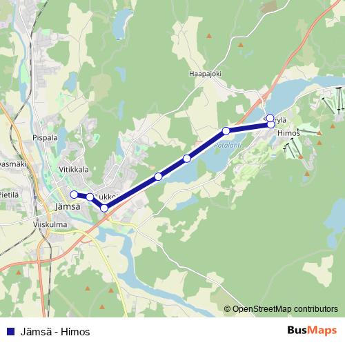 Jämsä - Himos bus Line Map