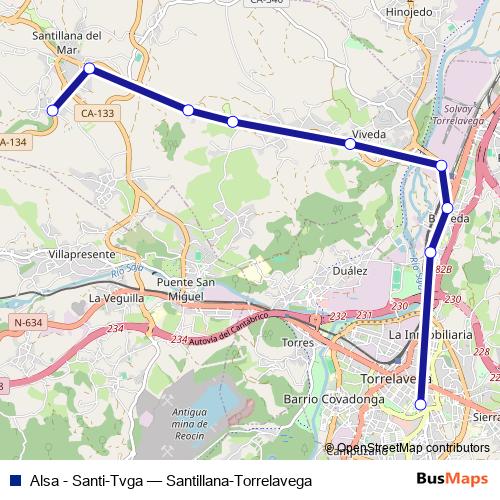 Alsa - Santi-Tvga bus Line Map
