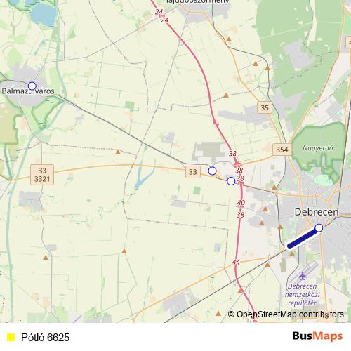 Pótló 6625 bus Line Map