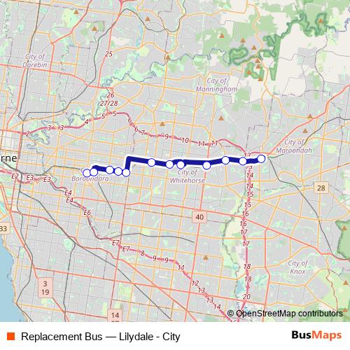 Replacement Bus metro Line Map