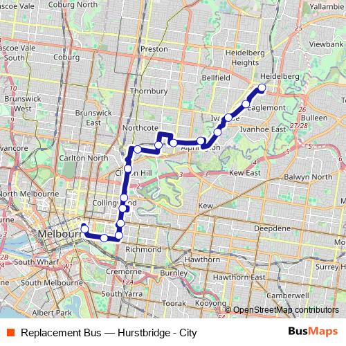 Replacement Bus metro Line Map