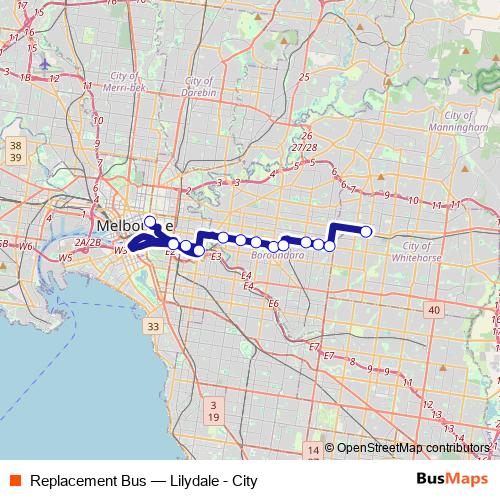 Replacement Bus metro Line Map
