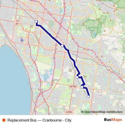 Replacement Bus metro Line Map