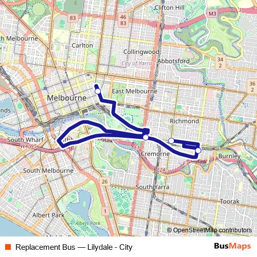 Replacement Bus metro Line Map