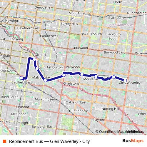 Replacement Bus metro Line Map