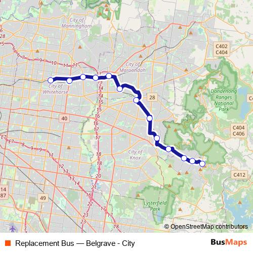 Replacement Bus metro Line Map