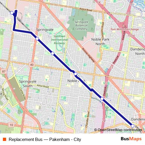 Replacement Bus metro Line Map