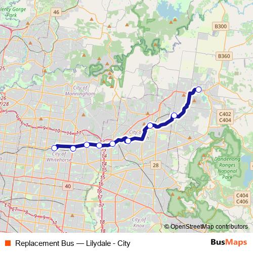 Replacement Bus metro Line Map