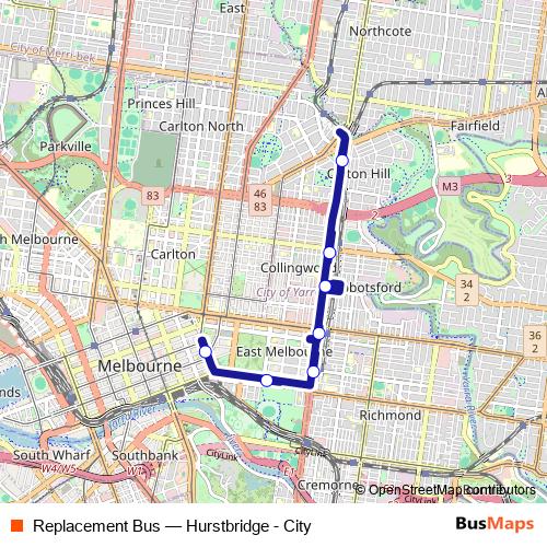 Replacement Bus metro Line Map