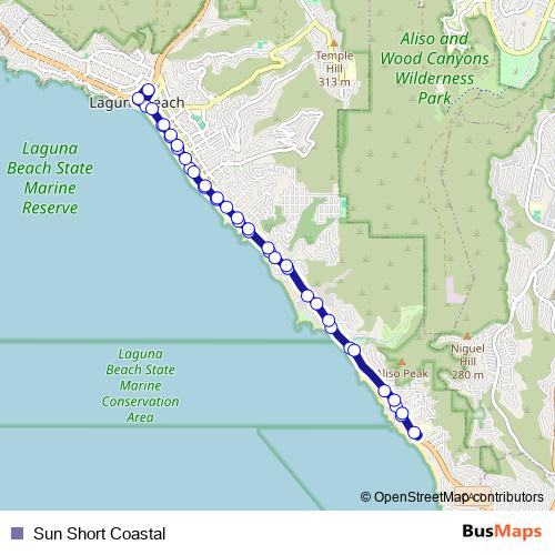 Sun Short Coastal bus Line Map