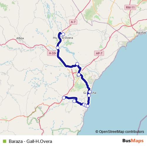 Baraza - Gall-H.Overa bus Line Map