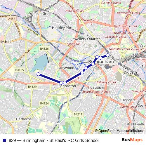 829 bus Line Map