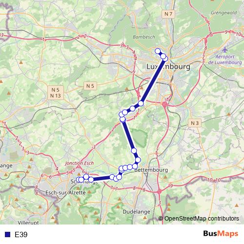 E39 bus Line Map