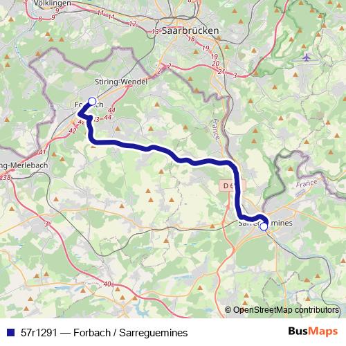 57r1291 bus Line Map