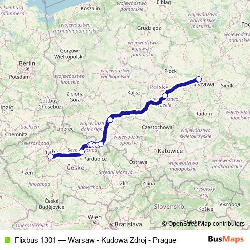 Flixbus 1301 bus Line Map