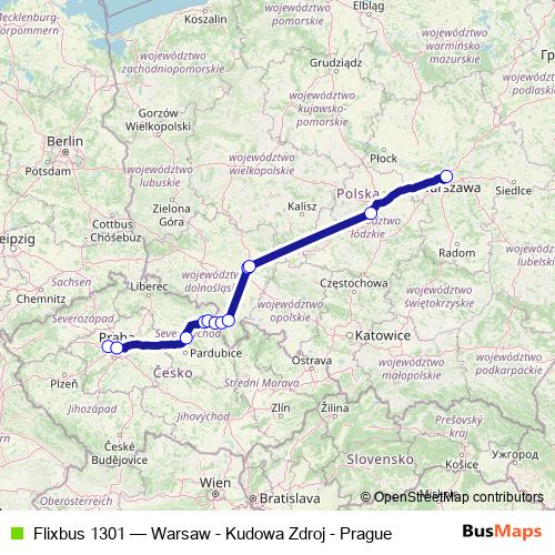 Flixbus 1301 bus Line Map
