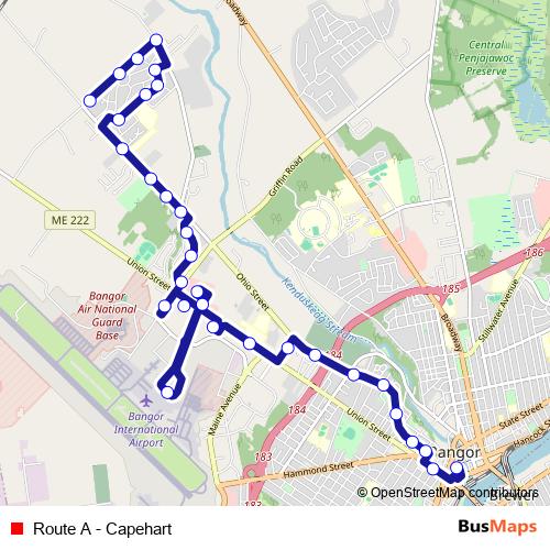 Route A - Capehart bus Line Map
