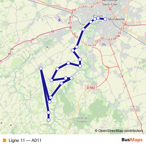 Ligne 11 bus Line Map