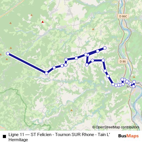 Ligne 11 bus Line Map