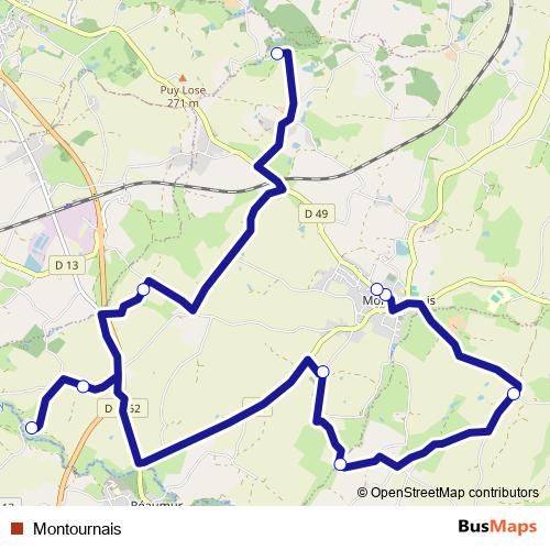 Montournais bus Line Map