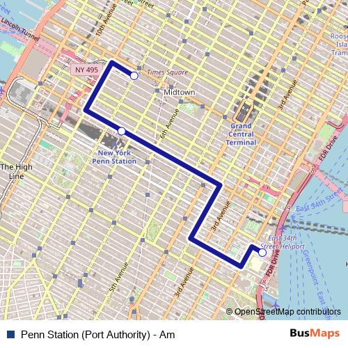 Penn Station (Port Authority) - Am bus Line Map