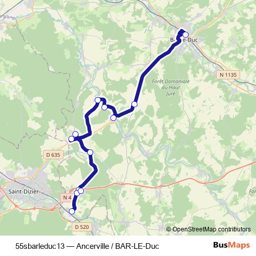 55sbarleduc13 bus Line Map