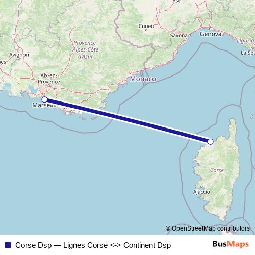 Corse Dsp ferry Line Map