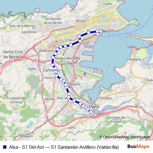 Alsa - S1 Std-Ast bus Line Map