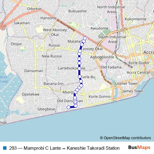 293 bus Line Map